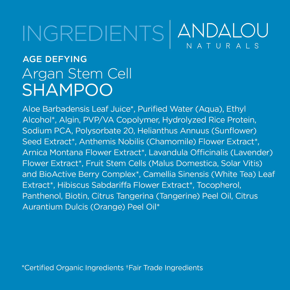 Andalou Naturals Argan Stem Cell Shampoo sulfate-free claim close-up.