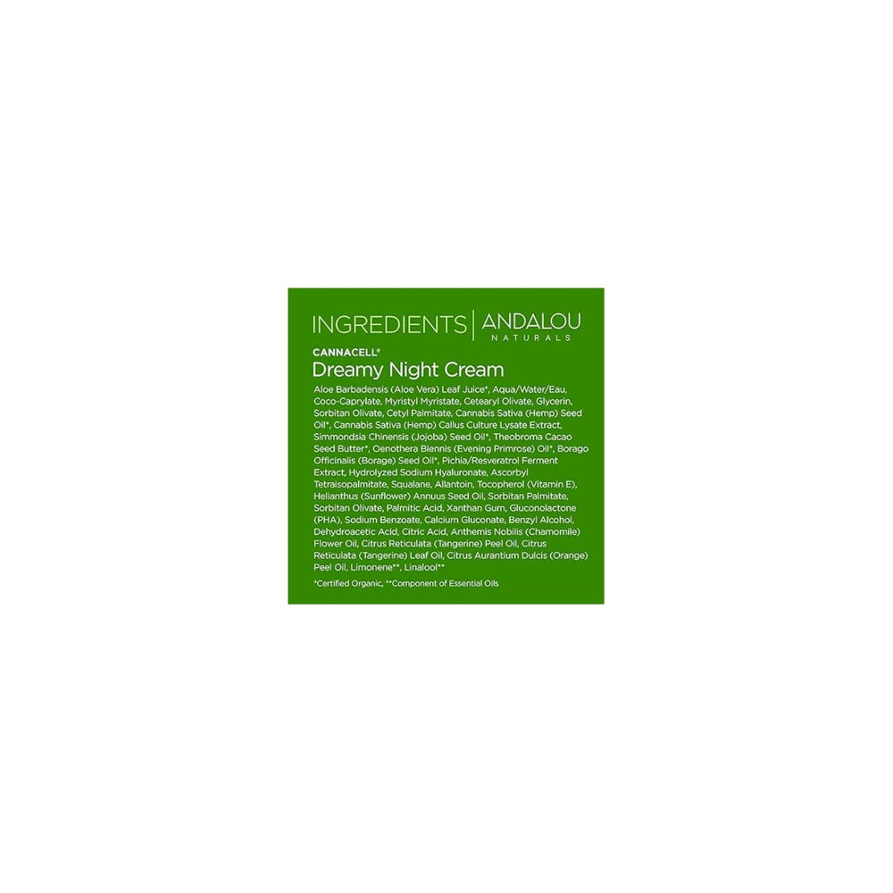 Andalou Naturals CannaCell Dreamy Night Cream on clean skin demonstrates overnight nourishment