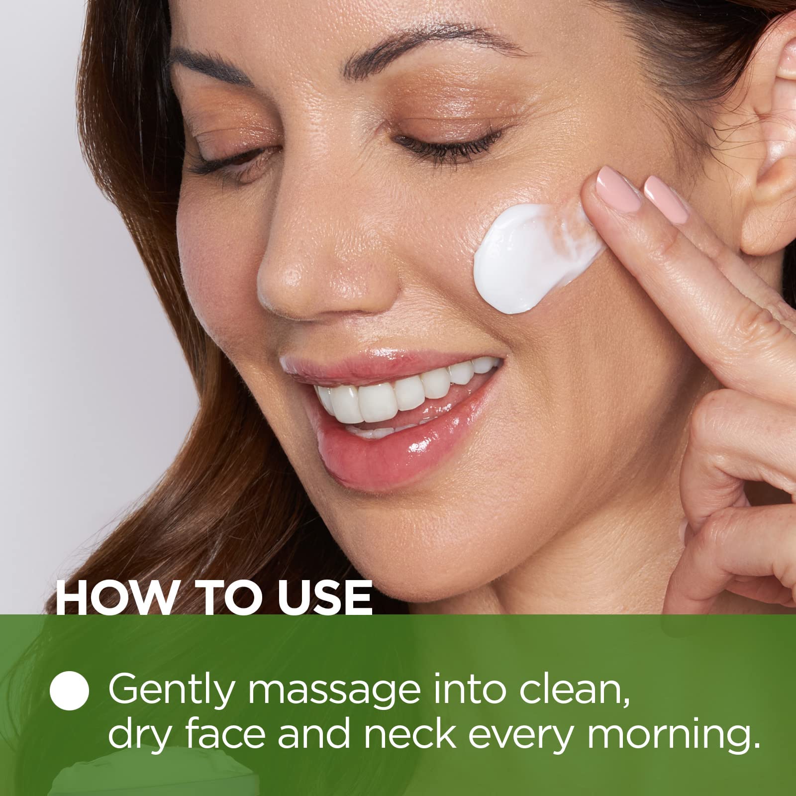 Andalou Naturals Cannacell Happy Day Cream being applied to skin for quick absorption.