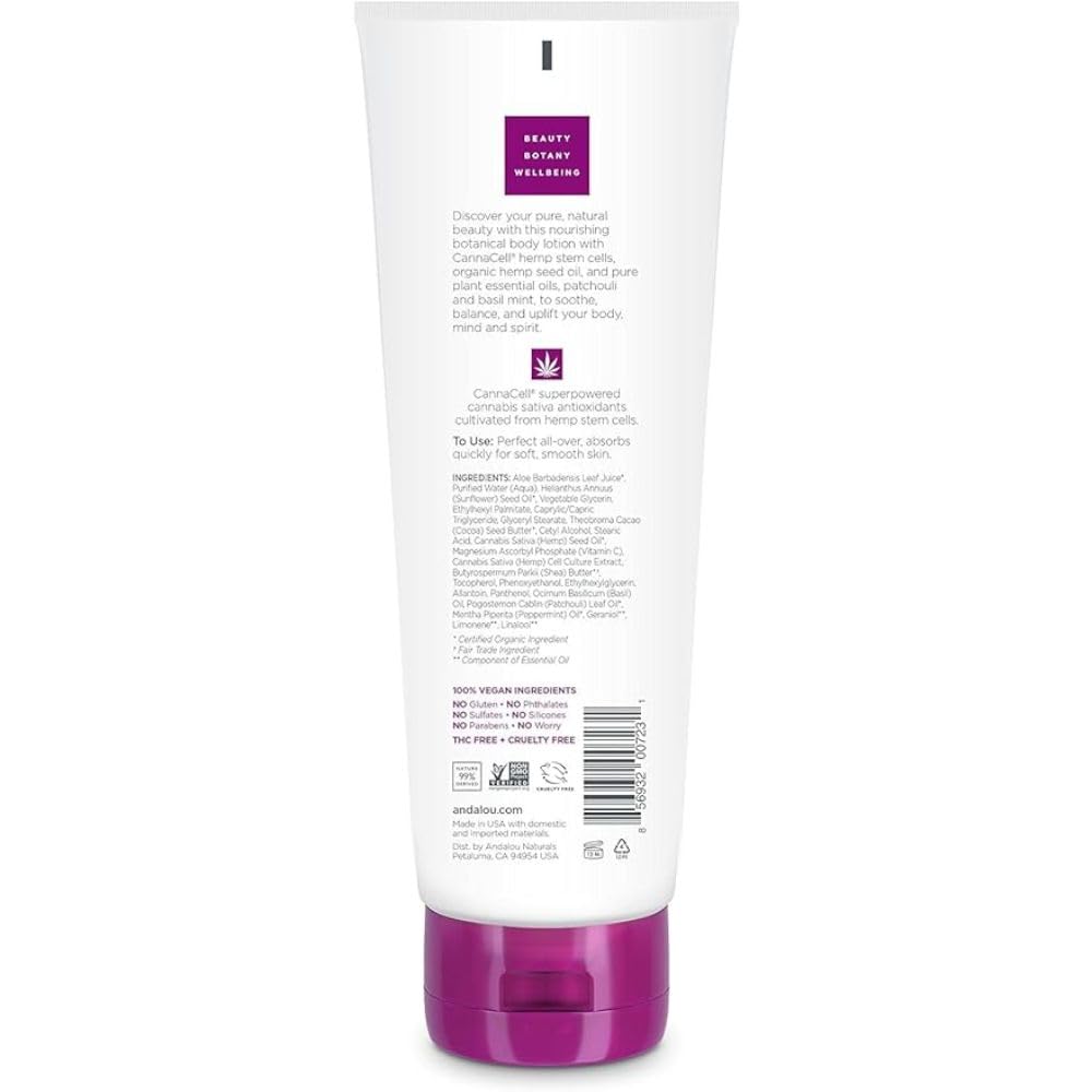 Andalou Naturals creamy-texture lotion demonstrates luxurious, easily absorbed body moisturizer.