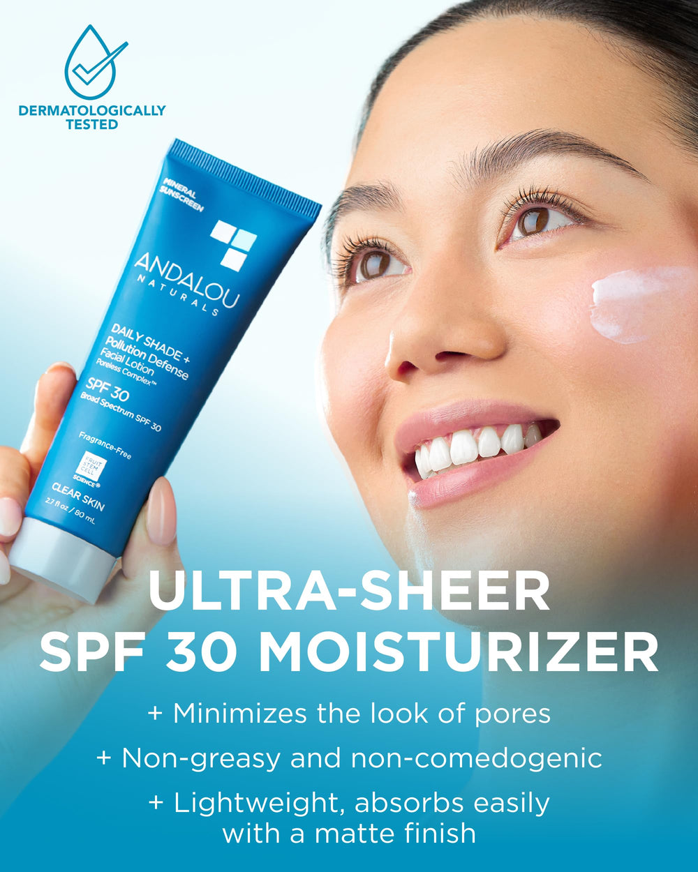 Andalou Naturals Daily Shade blue light defense application on skin