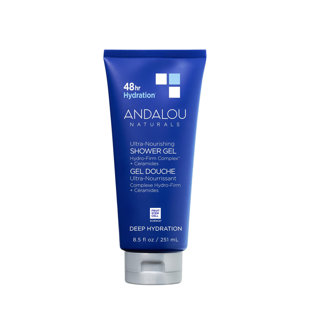 Andalou Naturals Deep Hydration Shower Gel bottle ready for a hydrating cleanse