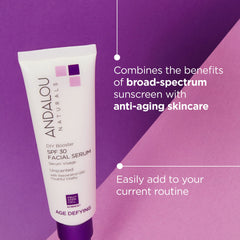 Andalou Naturals DIY Booster SPF 30 texture close-up suggests hydrating, anti-aging support.