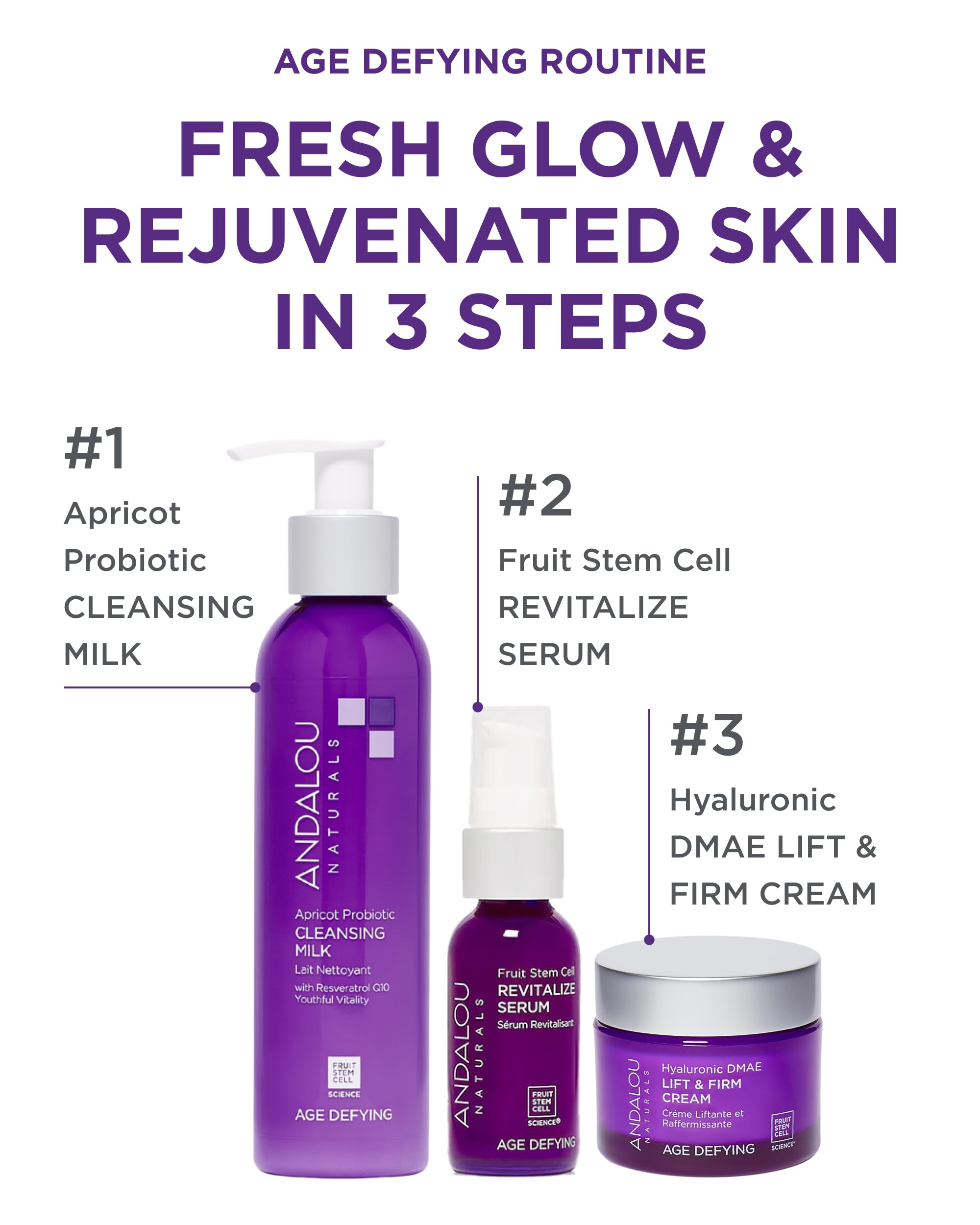 Andalou Naturals Fruit Stem Cell Complex illustration communicates renewal with apple and grape-derived actives