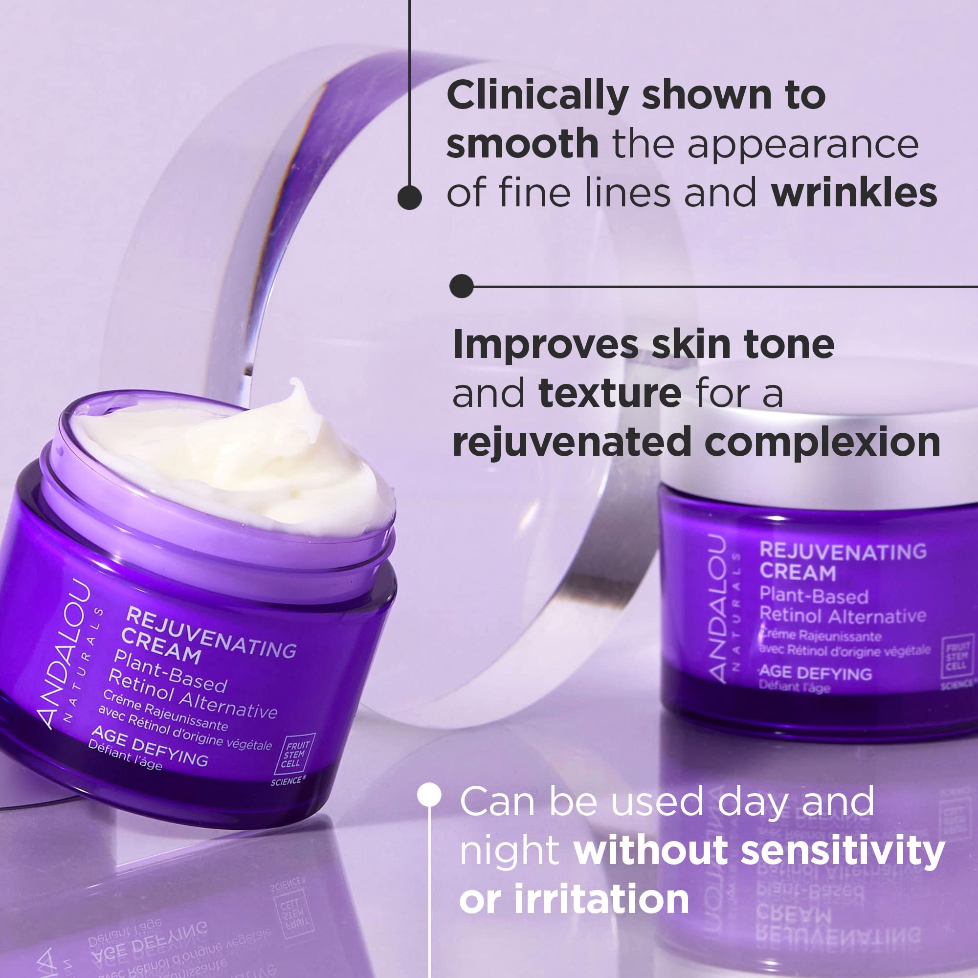 Andalou Naturals fruit stem cell complex visual emphasizes antioxidant protection.