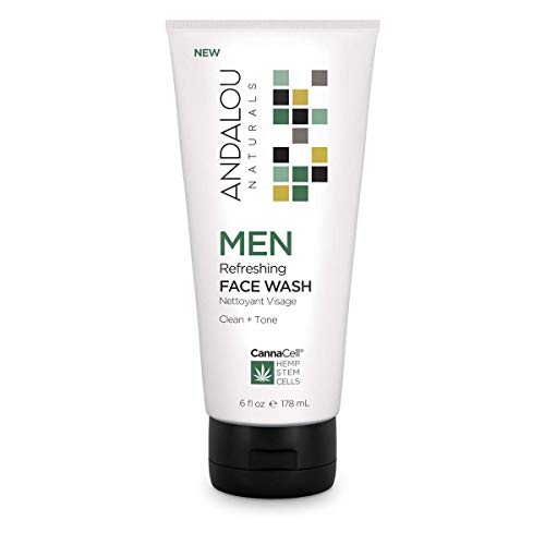 Andalou Naturals Men face wash lather image highlighting deep cleanse and pore clarity.