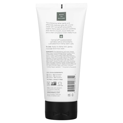 Andalou Naturals Men hemp seed oil detail emphasizing nourishing skin during routine.