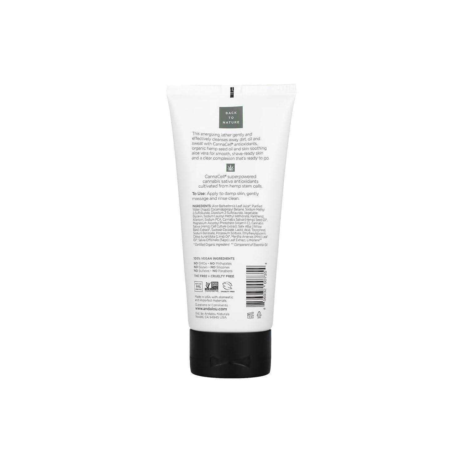 Andalou Naturals Men CannaCell antioxidants close-up highlighting oxidative defense.