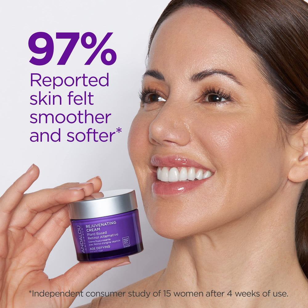 Andalou Naturals organic and non-GMO ethics shown in brand visuals.