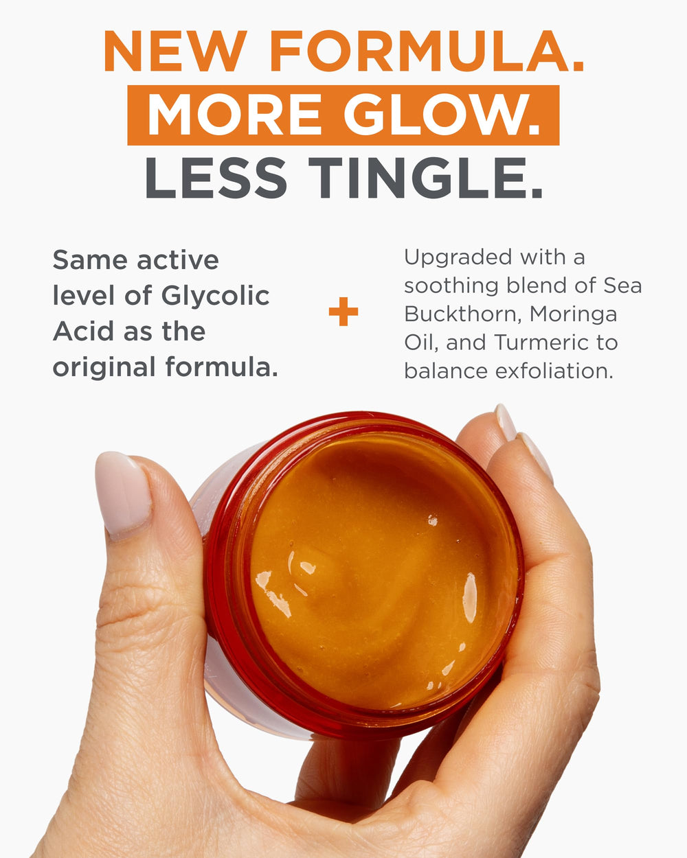 Andalou Naturals Pumpkin Honey Glycolic Mask cream texture on hand for smoothing.