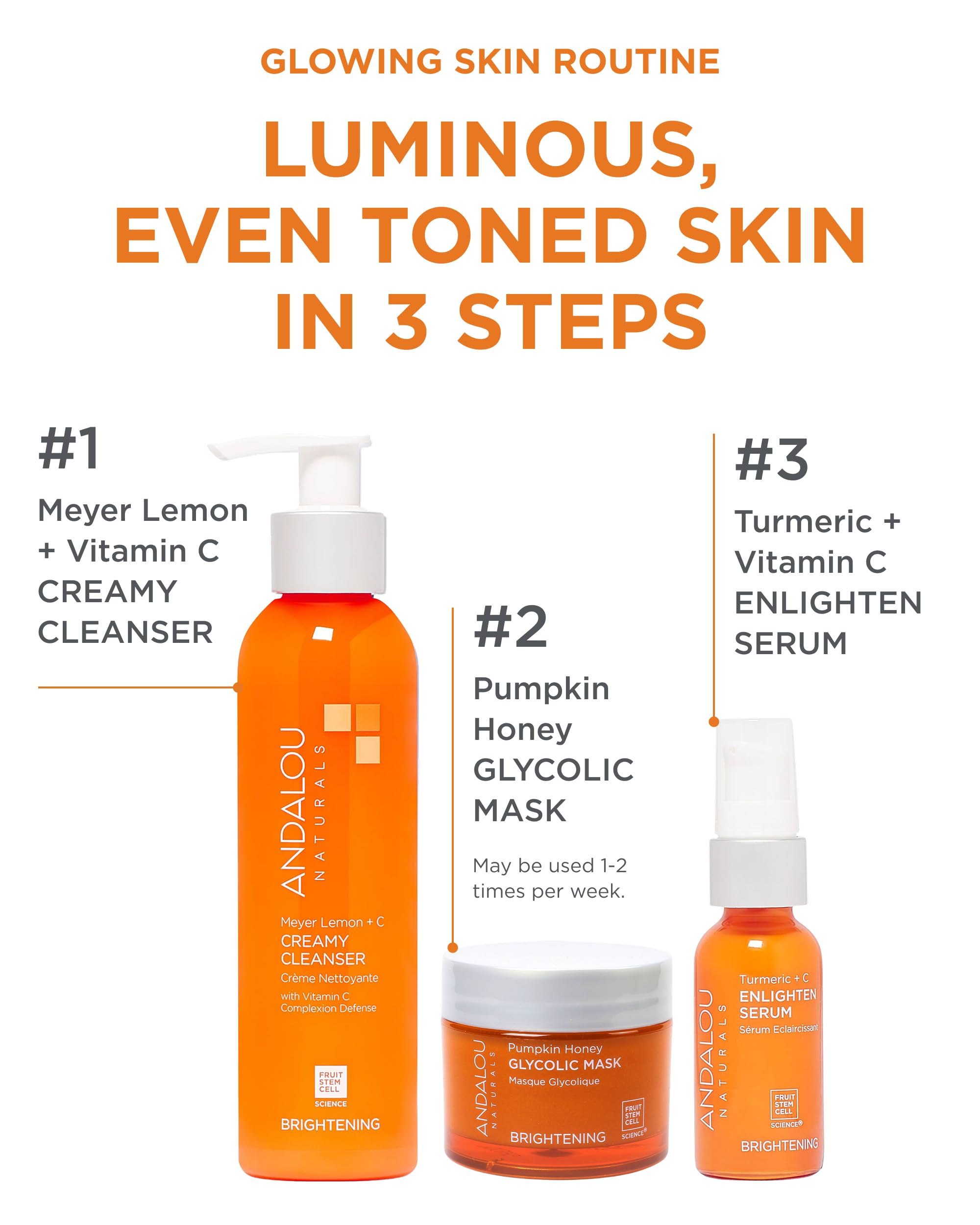 Andalou Naturals Pumpkin Honey Glycolic Mask rinse water for refreshed complexion.