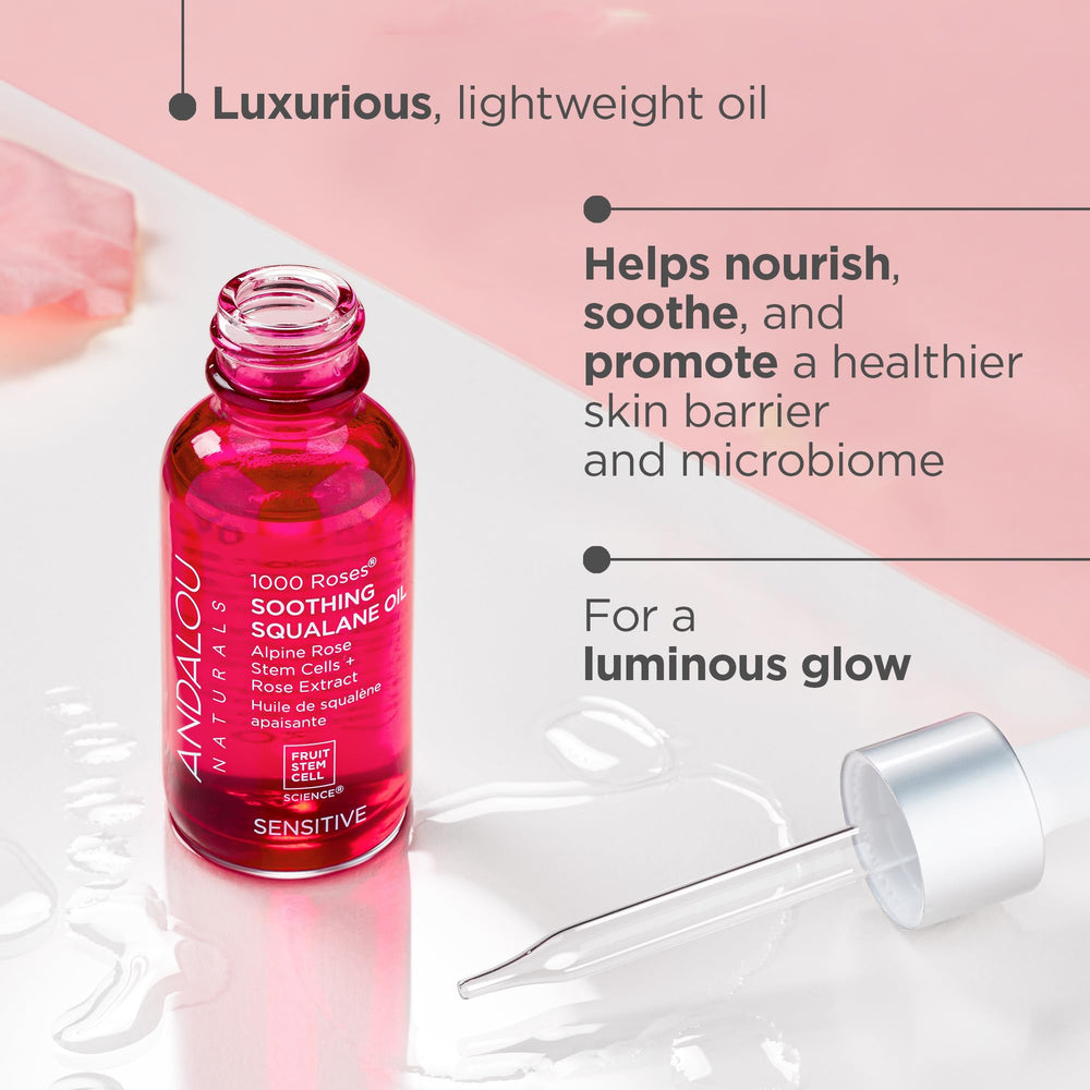 Andalou Naturals rose extracts closeup highlighting soothing floral infusion