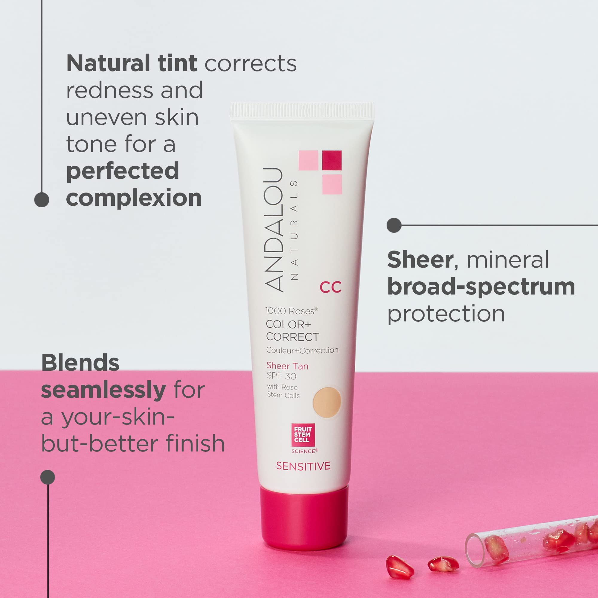 Andalou Naturals SPF 30 CC Cream on the go provides mineral protection and even tone.