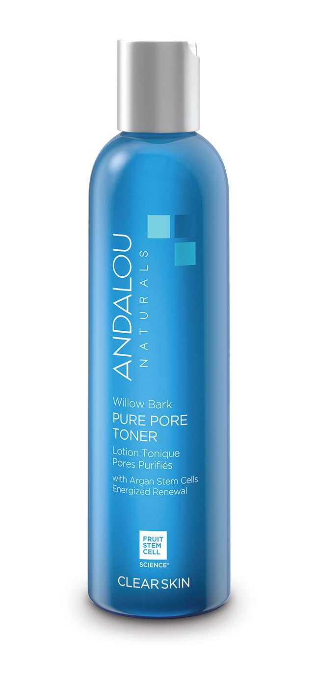Andalou Naturals Willow Bark Pure Pore Toner bottle helps refine pores for a smoother complexion