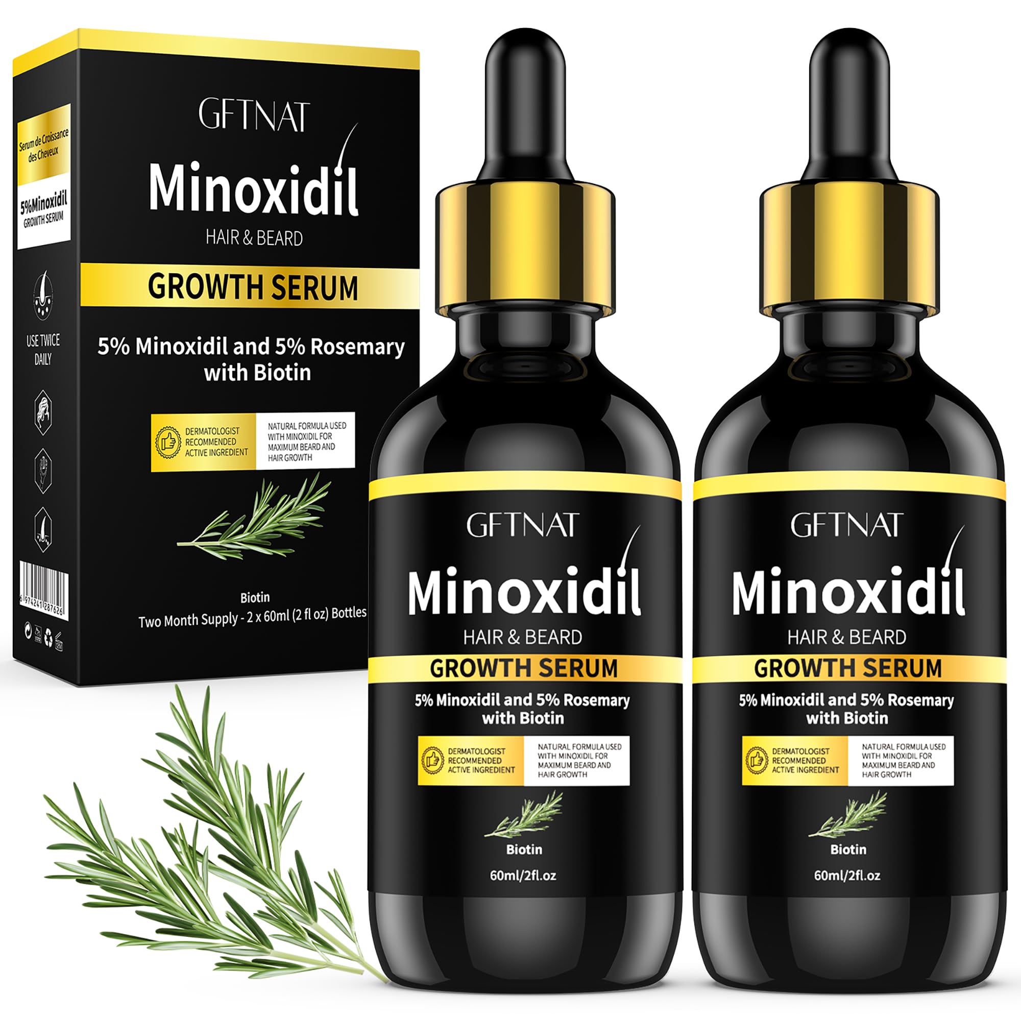 Andelusita minoxidil bottle with rosemary and biotin for hair growth support.