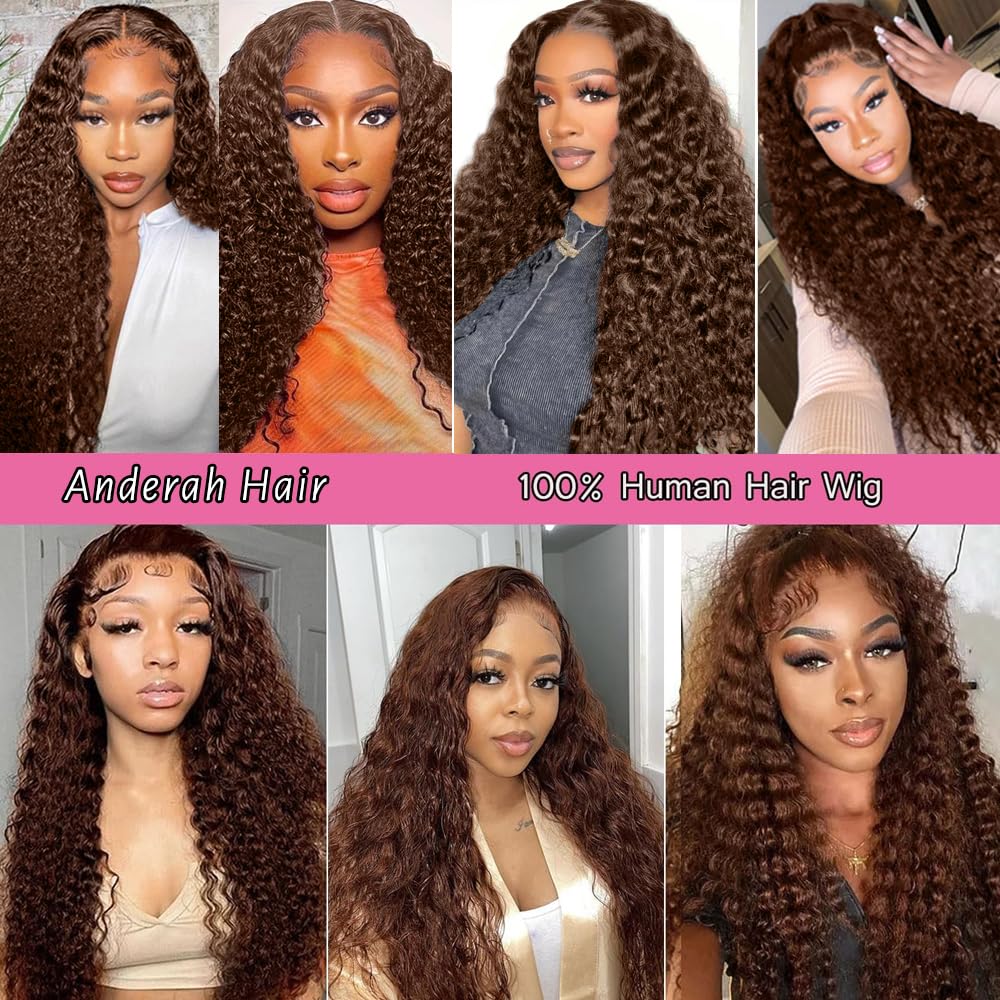 Anderah 30Inch chocolate brown deep wave wig length 30in for dramatic looks.