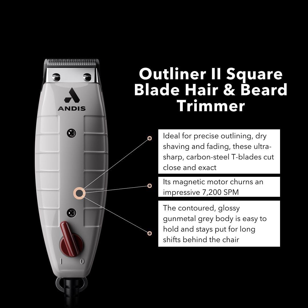 Andis Outliner II ergonomic handle supports comfortable long sessions