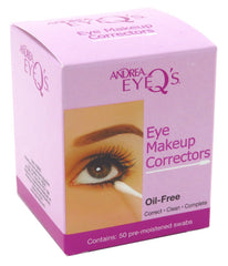 Andrea Eye Q's eye makeup correctors swabs pack with pre-moistened, fragrance-free cleanser.