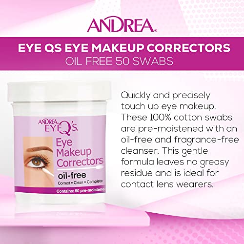 Andrea Eyeq oil-free swabs close-up showing pre-moistened tip for precise corrections