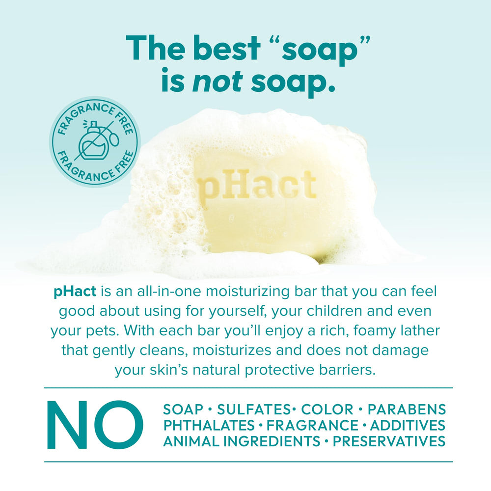 Andrew Lessman pHact cleansing bar texture detail, ultra-mild plant-based ingredients.