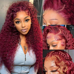 Andria 13x4 HD lace front wig in wine red with deep wave for glamorous volume