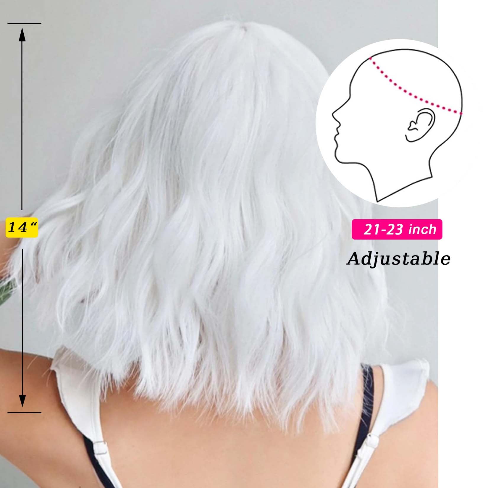 Andromeda White Wavy Wig with Bangs styling options for straight or curled looks