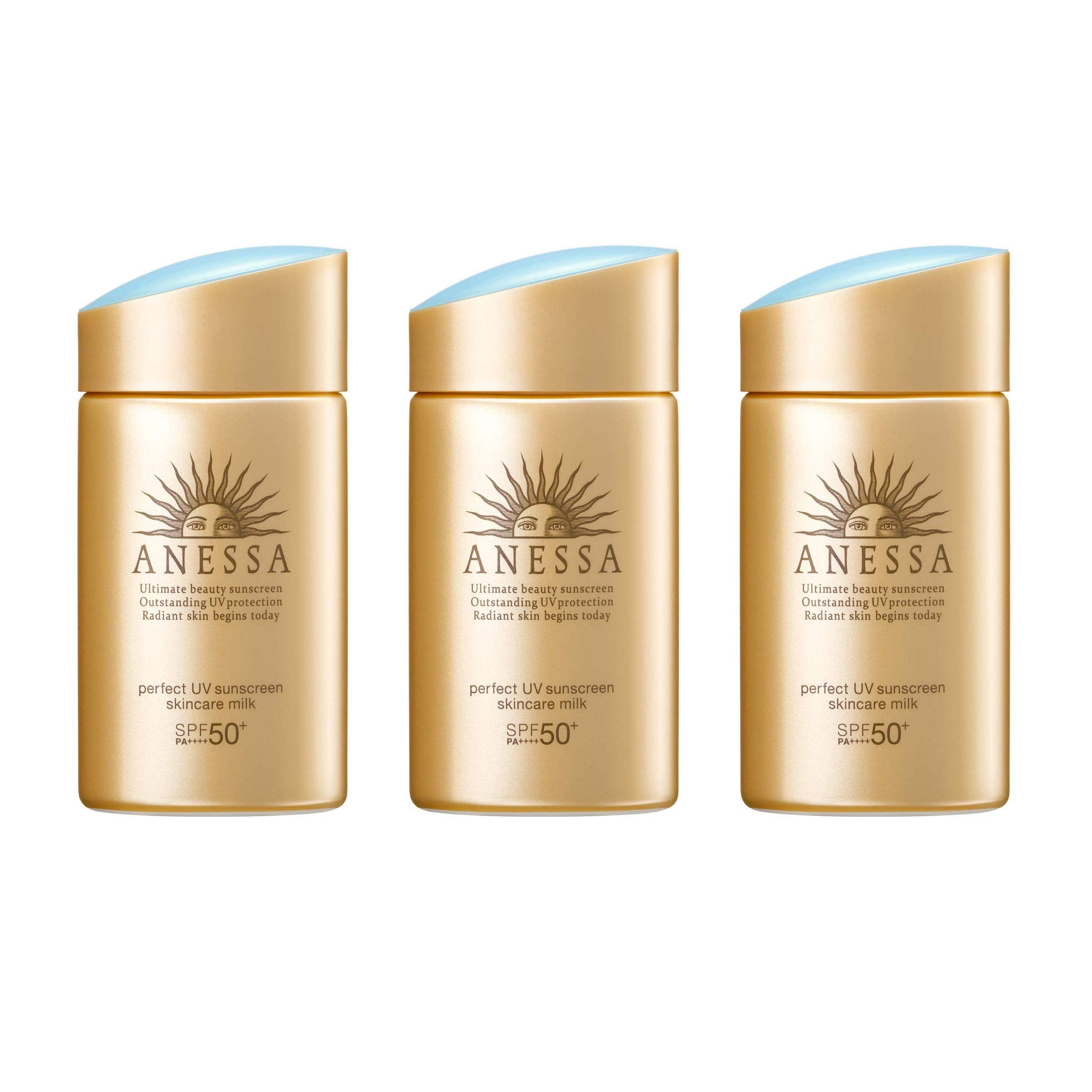 ANESSA Perfect UV Sunscreen Milk A bottle with pump for easy daily sun protection.