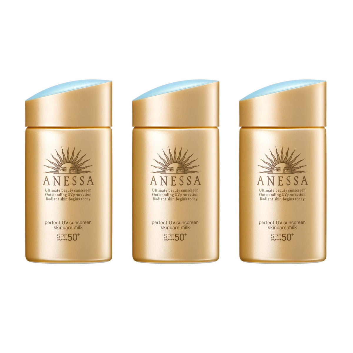 ANESSA Perfect UV Sunscreen Milk A bottle with pump for easy daily sun protection.