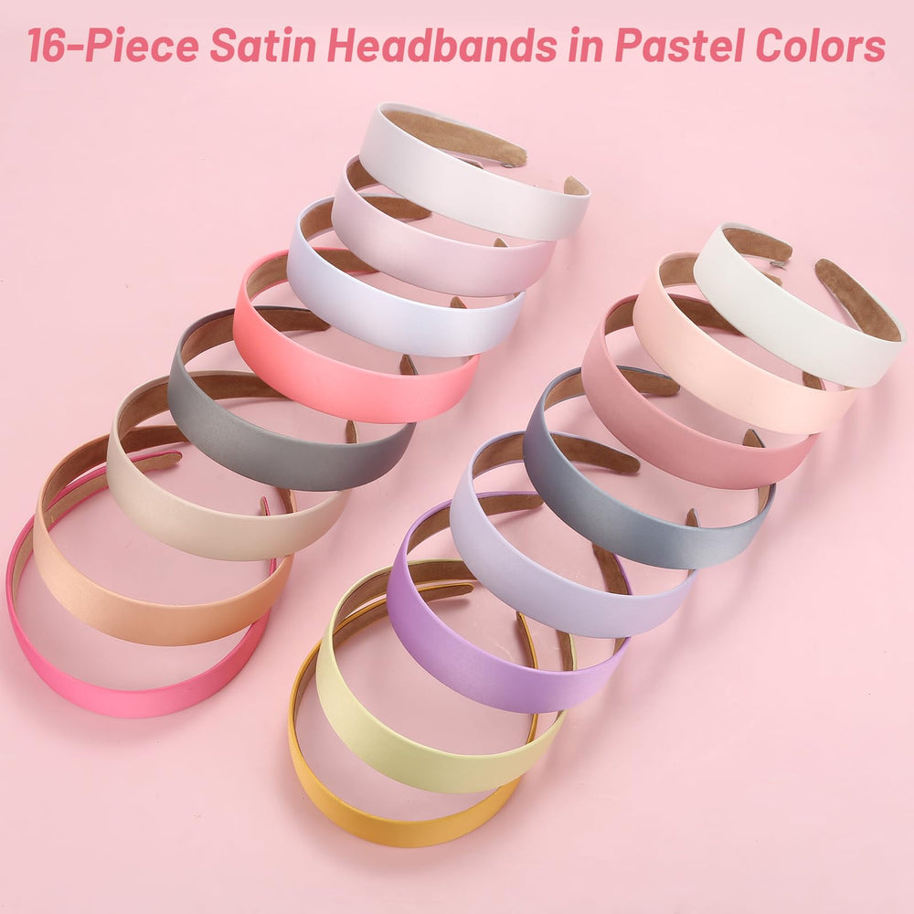 Anezus pastel satin headbands close-up, durable construction for long-lasting wear.
