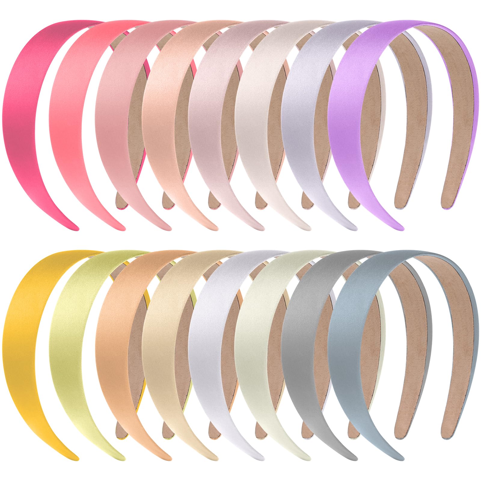 Anezus satin headbands pastel set flat view, smooth satin for comfortable wear.