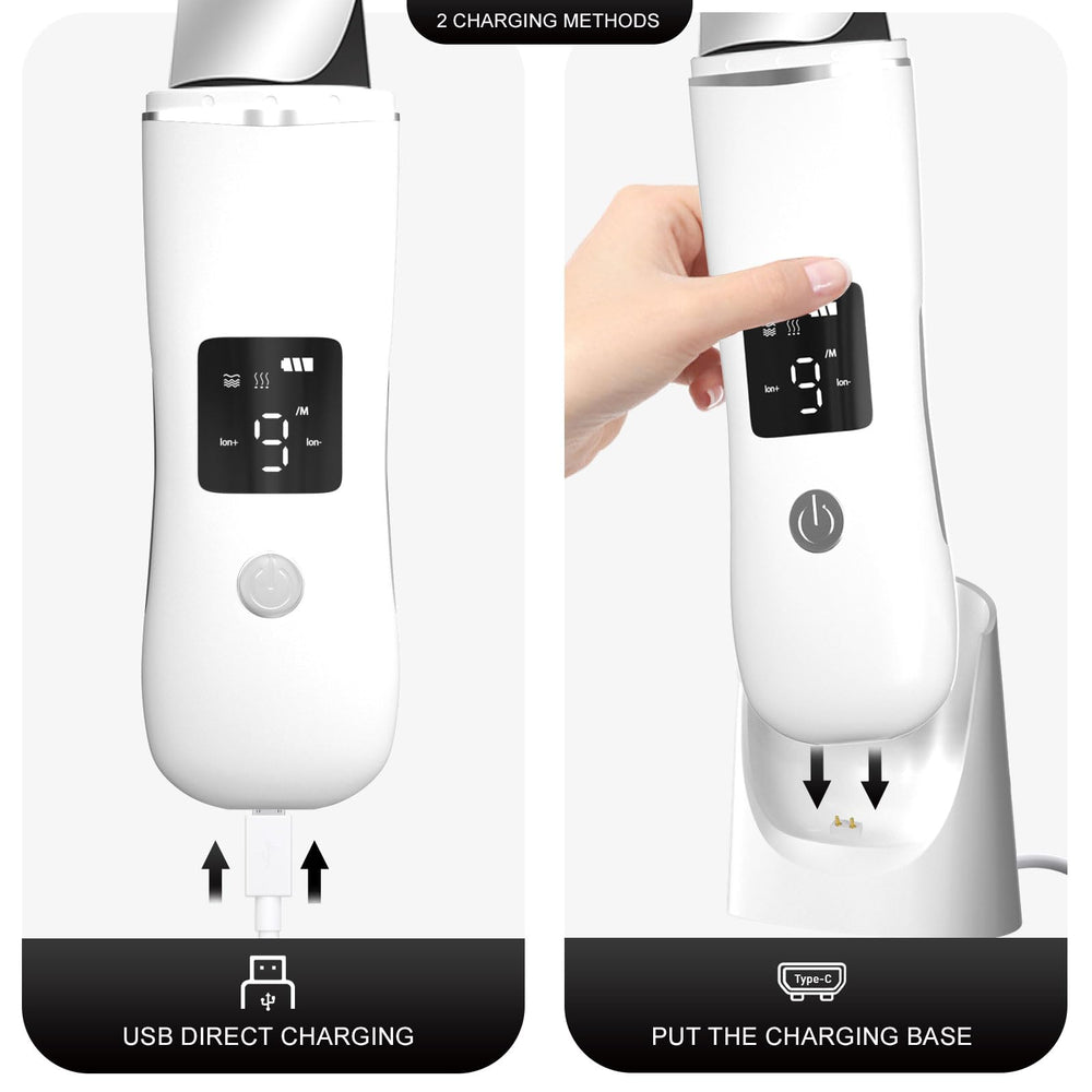 Anface Face Scrubber Spatula charging with LED display helps monitor power and mode