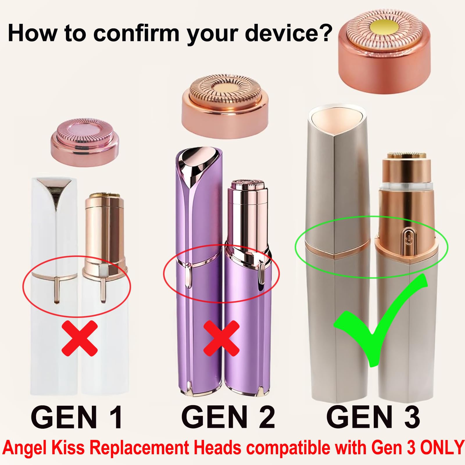 Angel Kiss gen3 floating blades closeup highlights contour-adapting design for smooth facial shaving.