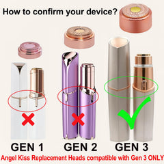 Angel Kiss gen3 floating blades closeup highlights contour-adapting design for smooth facial shaving.
