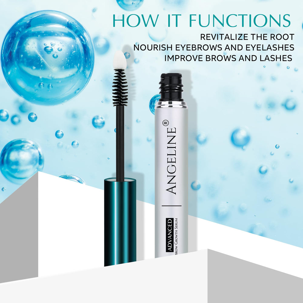 Angeline Premium Eyebrow Serum ingredients photo emphasizes nourishing botanicals and natural formula.