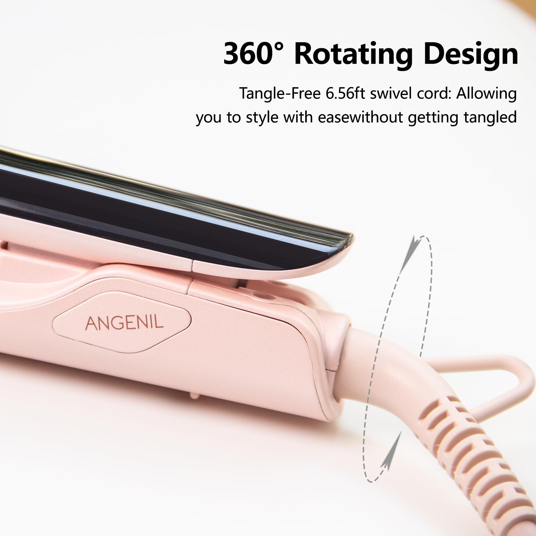 ANGENIL Pro Round Pink auto-shut-off image emphasizes safety after use.