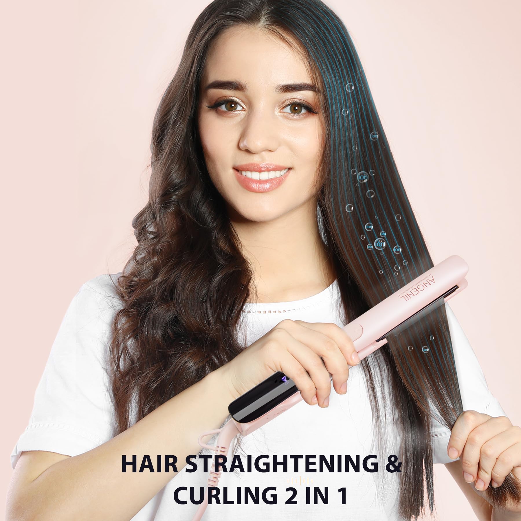 ANGENIL Pro Round Pink lcd-display shows precise temperature readout for tailored styling.