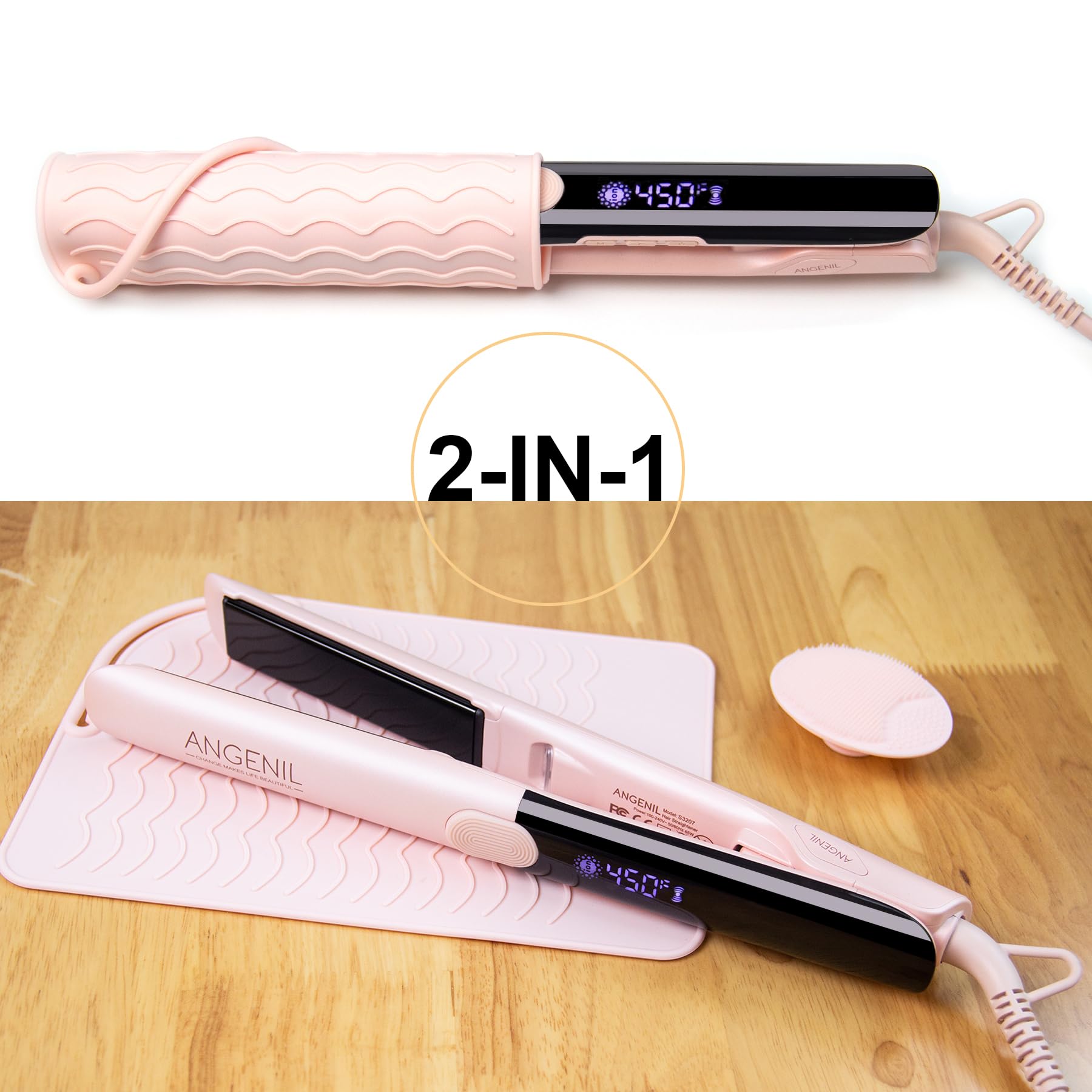 ANGENIL Pro Round Pink swivel-cord image suggests tangle-free styling on the go.