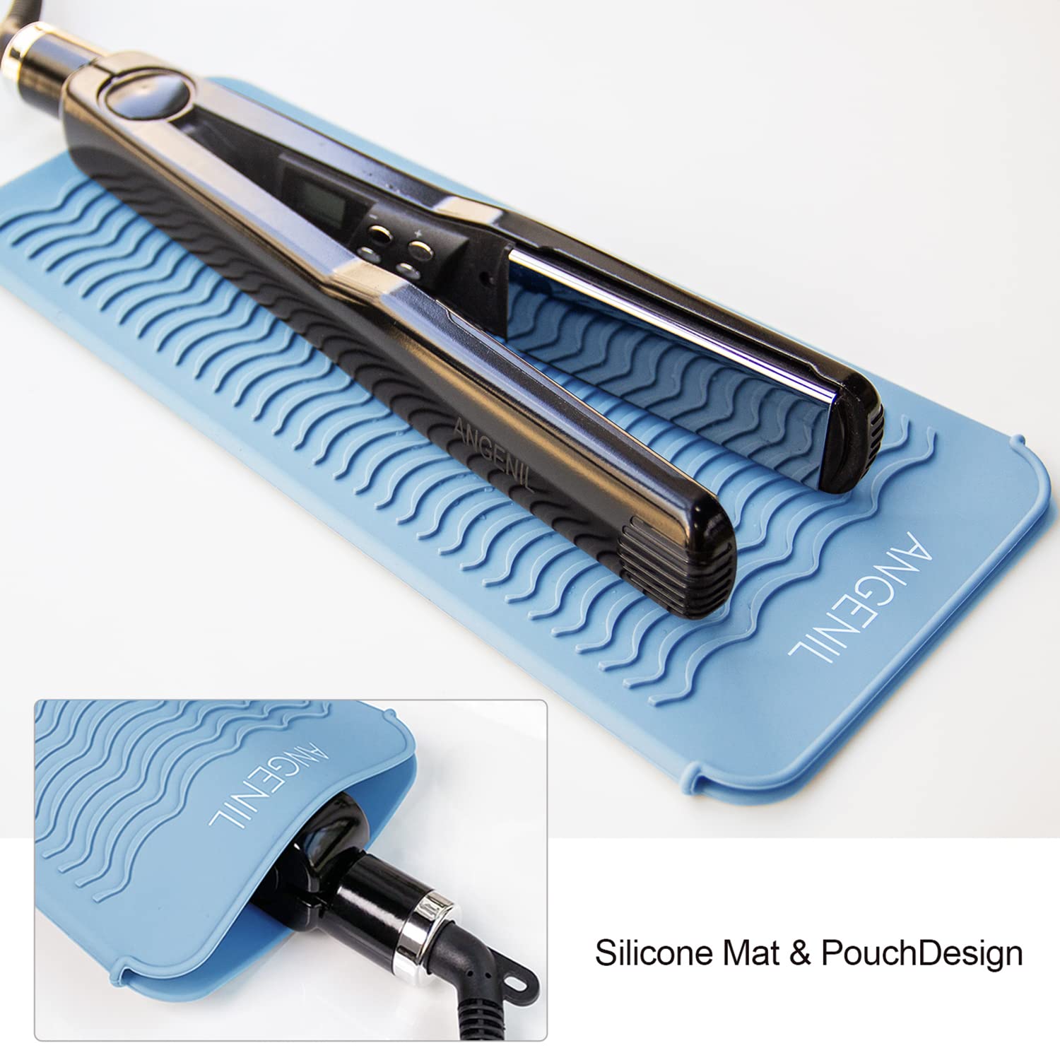 ANGENIL silicone mat pouch doubles as storage after styling for travel convenience.