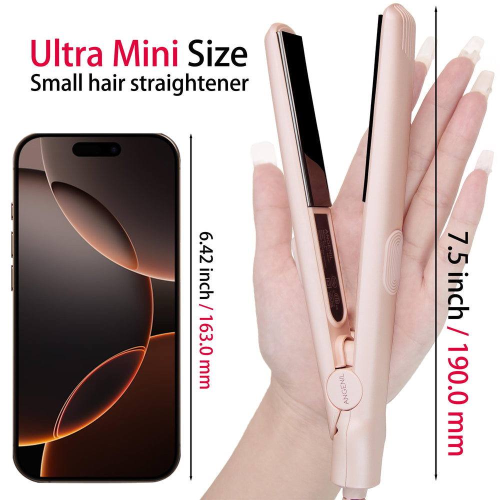 Angenil ultra mini flat iron with 3d-floating-plates offers easy glide with minimal pulling.