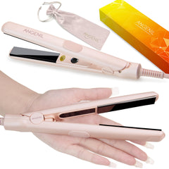 Angenil ultra mini flat iron ceramic-plates delivers smooth, frizz-free results on short hair.