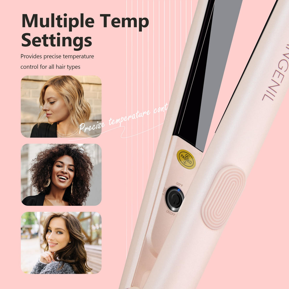 Angenil ultra mini flat iron-compact-design fits in bags for travel touchups.