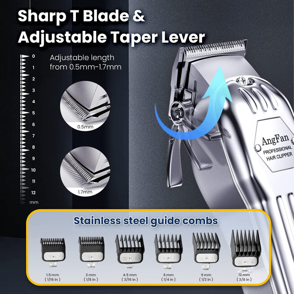AngFan 440C blades with self-sharpening edge for durable, smooth cuts.