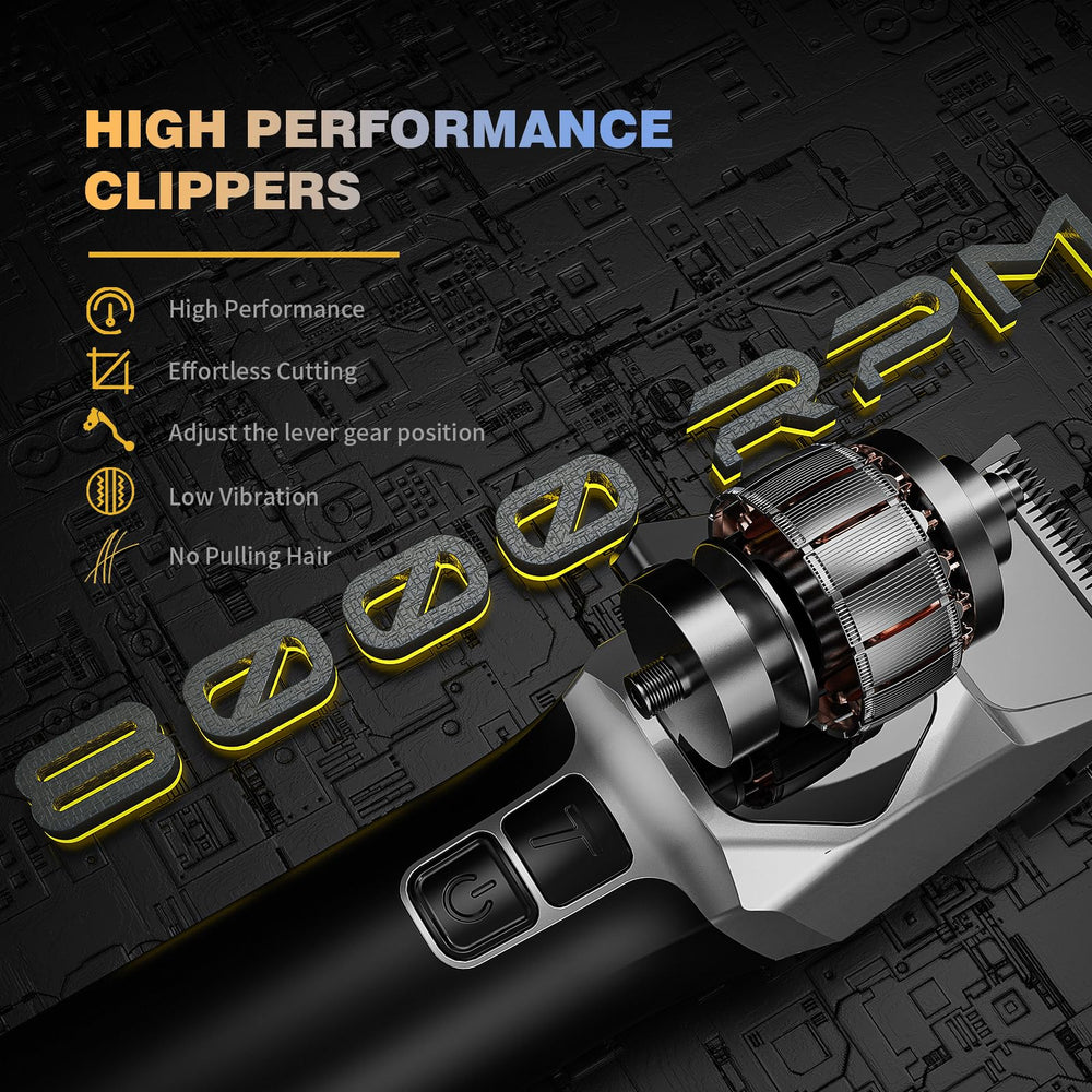 AngFan 8000rpm motor clipper front angle for powerful, smooth cuts.