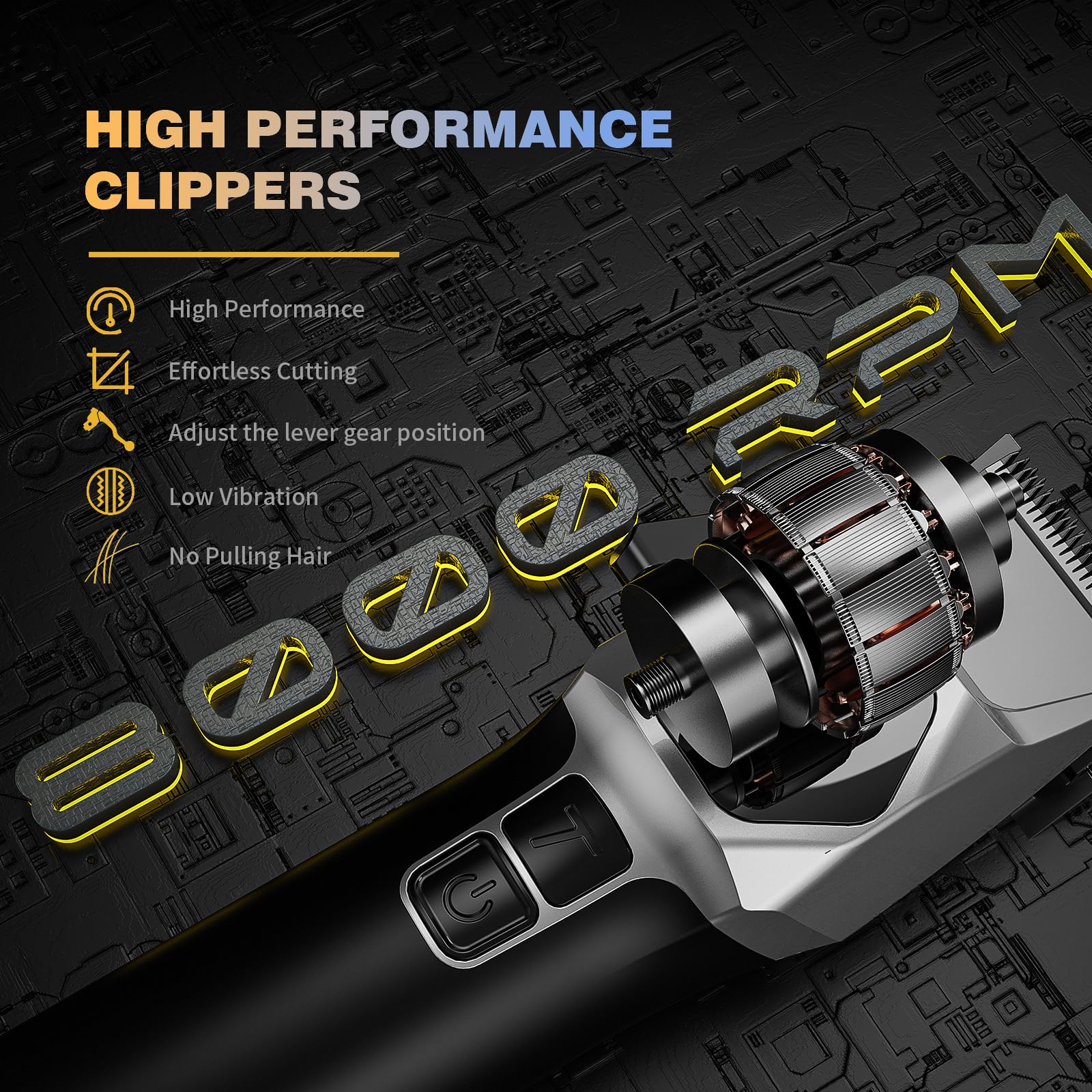 AngFan professional hair clippers front view highlights ergonomic grip for precise cuts.