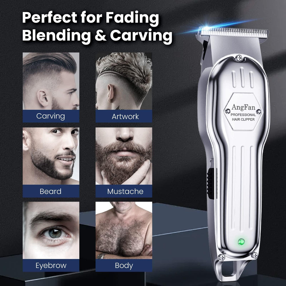 AngFan quiet operation image demonstrates family-friendly grooming under 50dB.