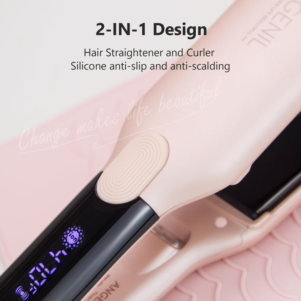 Floating titanium plates glide without pulling for salon-quality straightening.
