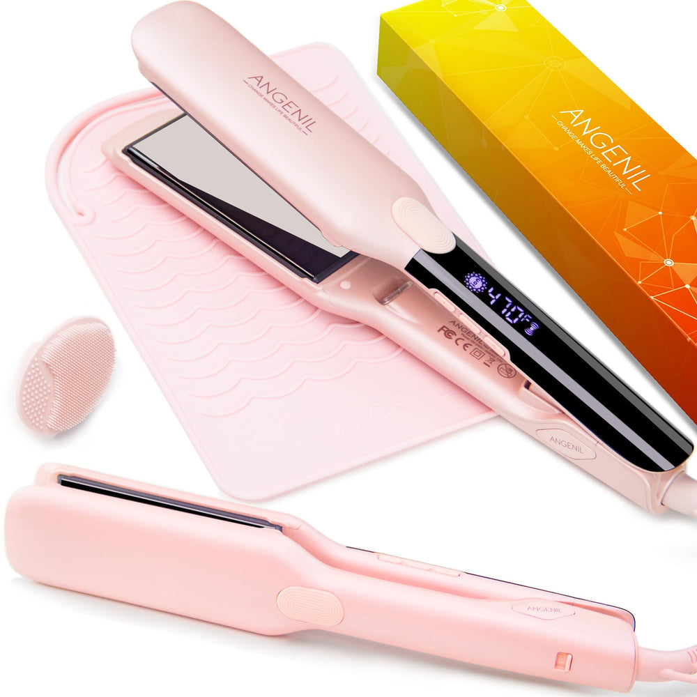 ANGENIL Pro Titanium Flat Iron with 1.75-inch plates for smooth, frizz-free styling.