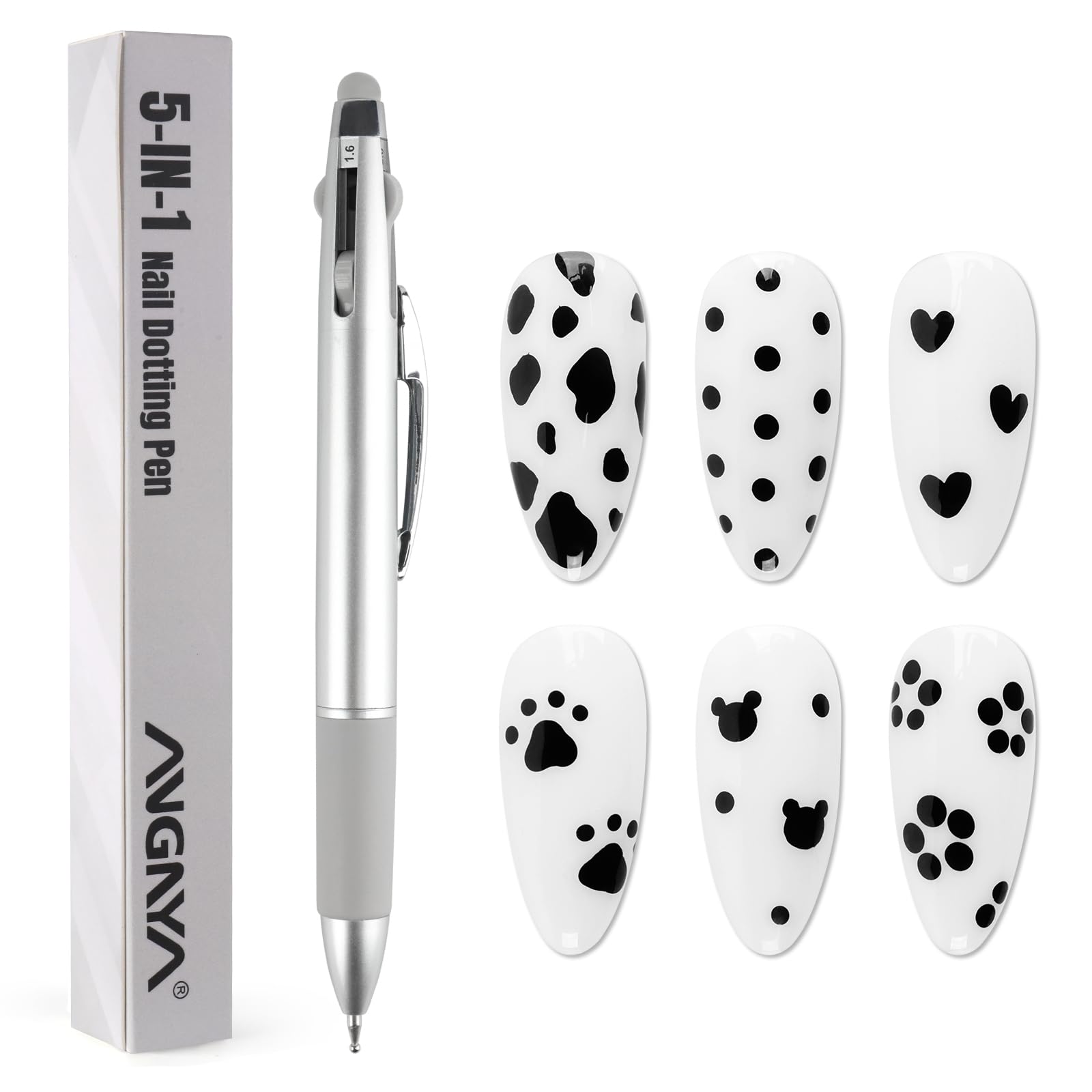 ANGNYA Dotting Tool Nail Art with 4-in-1 diameters enables precise nail detailing