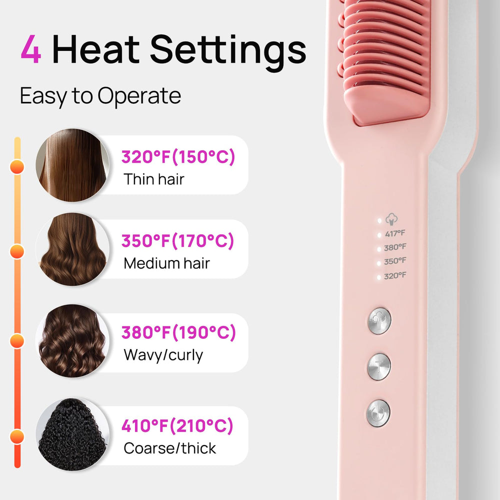 ANIEKIN 3-in-1 steam straightener brush dual-voltage label travel-ready styling.