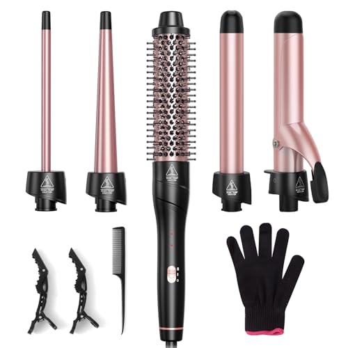 ANIEKIN 5in1 curling wand set with interchangeable handle for versatile styling options